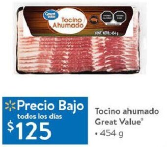 Walmart Tocino Ahumado Great Value 454g oferta