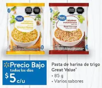 Walmart Pasta de Harina de Trigo Great Value 85g oferta