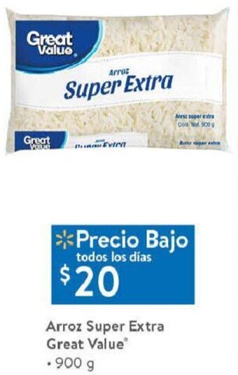 Walmart Arroz Super Extra Great Value 900g oferta