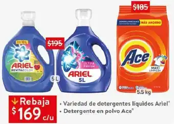 Walmart Variedad de Detergente Líquidos Ariel, Detergente en Polvo Ace oferta