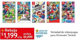 Walmart Variedad de Videojuegos para Nintendo Switch oferta