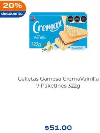Galletas Gamesa Crema Vainilla 7 Paketines 322g