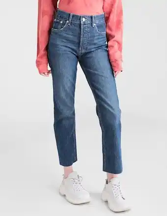 GAP Jeans straight gap lavado obscuro corte cintura alta para mujer oferta