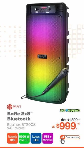 RadioShack Bafle select sound equinox bt2008 / 2 x 8 pulgadas / tws / bluetooth / usb / negro oferta