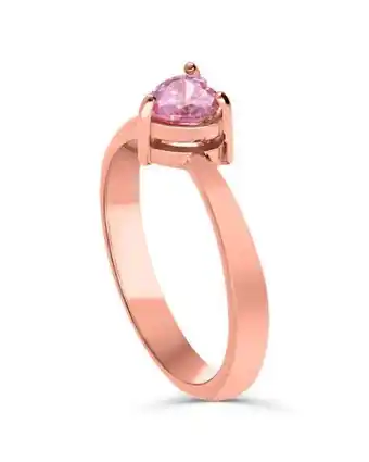 Joyerías Bizzarro Anillo promesa oro rosa 14k zirconia rosa corazón fonj-p1 oferta