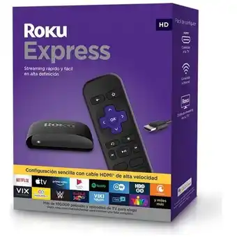 Roku express dispositivo de streaming hd con cable hdmi de alta velocidad y control remoto simple