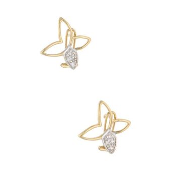 Nacional Monte de Piedad Aretes calados motivo mariposa con circonias en oro amarillo 14 kilates. oferta