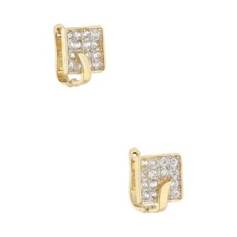 Nacional Monte de Piedad Aretes diseño especial con circonias en oro amarillo 14 kilates. oferta