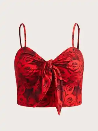 SHEIN Shein unity top de tirantes con estampado floral con nudo delantero oferta