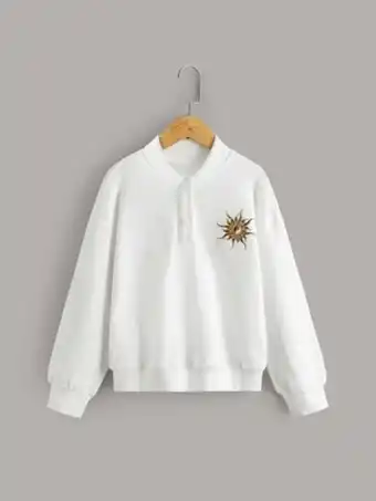 Shein niñas pullover yin y yang patrón de tapeta con botón
