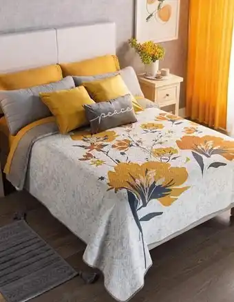 Suburbia Colcha vianney florecer mostaza oferta