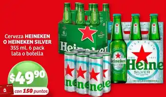 Soriana Híper Cerveza Heineken o Heineken Silver 355ml 6 pack oferta