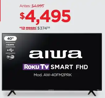 Pantalla aiwa 40'' roku fhd smart aw-40f