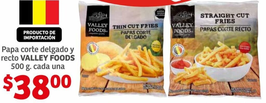 Soriana Híper Papa Corte Delgado y Recto Valley Foods 500g oferta