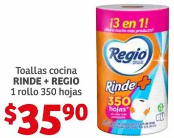 Soriana Híper Rinde + Regio Toallas Cocina 1 Rollo 350 Hojas oferta