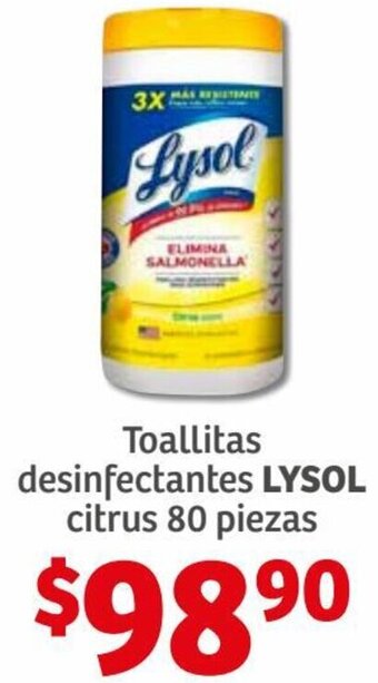 Soriana Híper Lysol Toallitas Desinfectantes Citrus 80 Piezas oferta