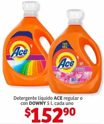 Soriana Híper Ace Detergente Líquido Regular o con Downy 5L oferta