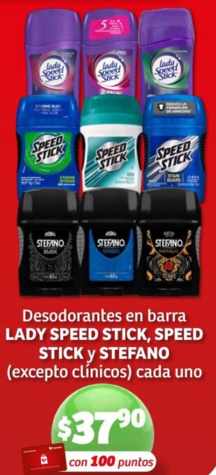 Soriana Híper Lady Speed Stick, Speed Stick y Stefano Desodorantes en Barra oferta