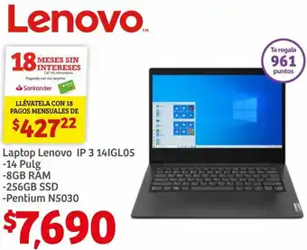 Soriana Híper Lenovo Laptop IP 3 14 Pulg oferta