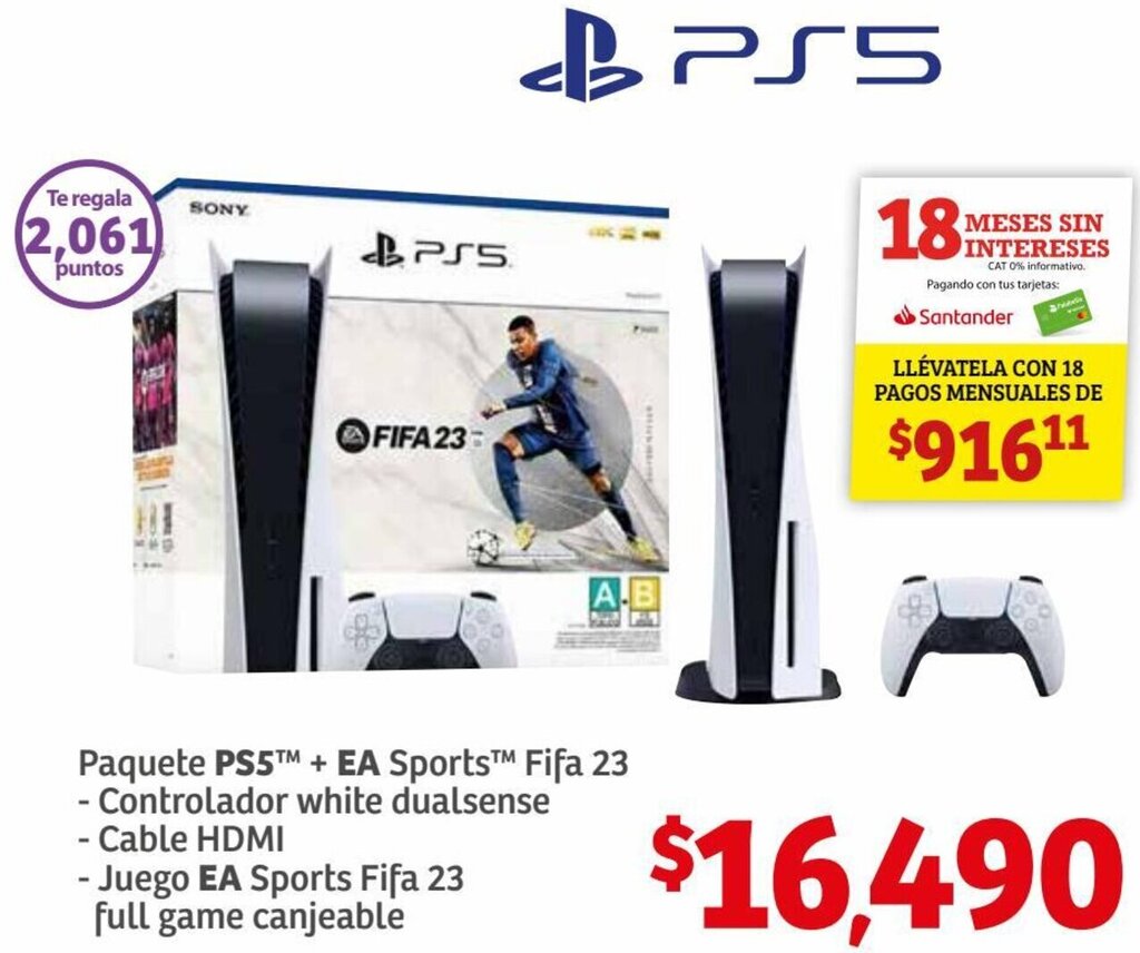 Soriana Híper Paqute PS5 + EA Sports Fifa 23 oferta