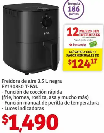 Soriana Híper T-Fal Freidora de Aire 3,5L Negra oferta