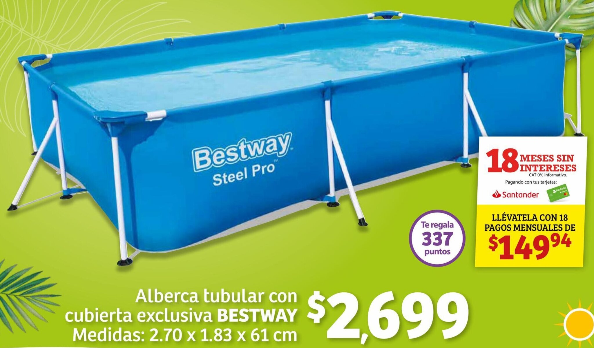 Bestway Alberca Tubular con Cubierta Exclusiva 2,70x 1,83 x 61cm oferta en  Soriana Híper