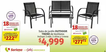 Soriana Híper Outdoor Trend Sala de Jardín de Textileno 1 Sofa, 2 Sillas y 1 Mesa oferta