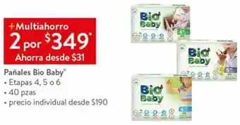 Walmart Pañales Bio Baby Etapas 4,5 o 6 40 pzas oferta