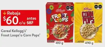 Walmart Cereal Kellogg's Froot Loops o Corn Pops 410g,490g oferta