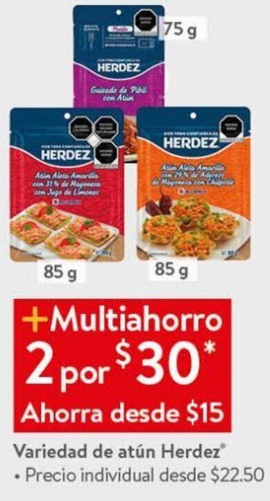 Walmart Variedad de Atún Herdez 2x85g oferta