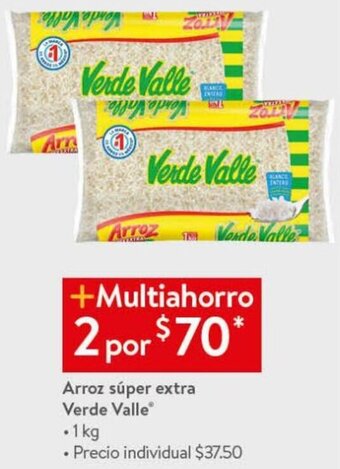 Walmart Arroz Súper Extra Verde Valle 2x1kg oferta