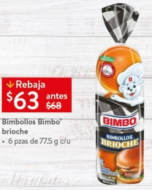 Walmart Bimbollos Bimbo Brioche 6pzas 77,5g oferta