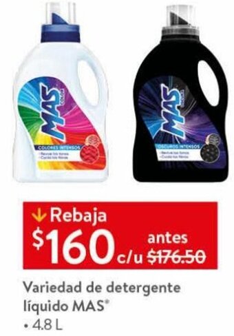 Walmart Variedad de Detergente Líquido MAS 4,8L oferta