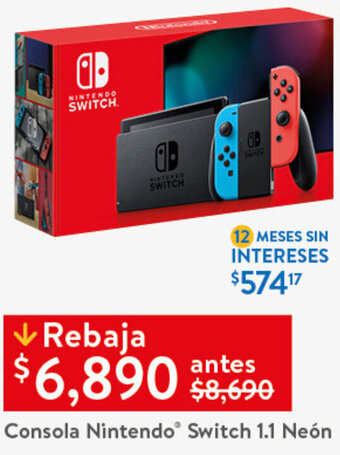 Walmart COnsola Nintendo Switch 1.1 Neon oferta