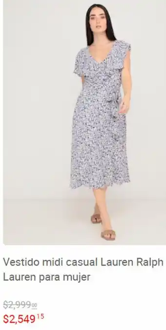 Liverpool Vestido Midi Casual Lauren Ralph Lauren para Mujer oferta