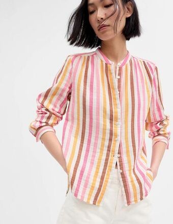 GAP Camisa de algodón manga larga para mujer oferta