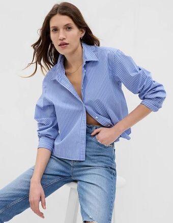 GAP Camisa de algodón manga larga para mujer oferta
