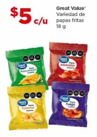 Bodega Aurrerá Great Value Variedad de Papas Fritas 18g oferta