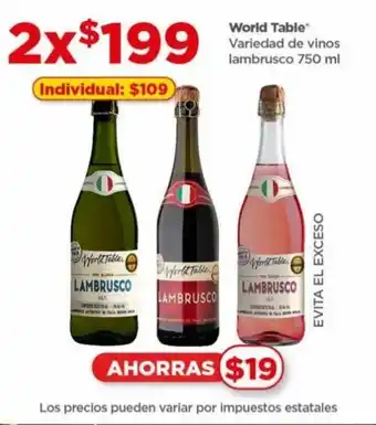 World Table Variedad de Vinos Lambruscos 2 x 750ml