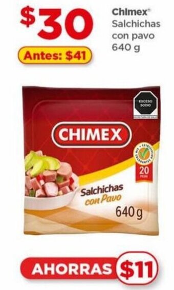 Bodega Aurrerá Chimex Salchichas con Pavo 640g oferta