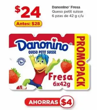Bodega Aurrerá Danonino Fresa Queso Petit Suisse 6 pzas de 42g oferta
