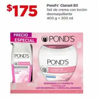 Bodega Aurrerá Pond's Calrant B3 Set de Crema con Loción Desmaquillante 400g + 200ml oferta