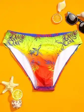 Hombres calzoncillo de natación de ombré con estampado tropical