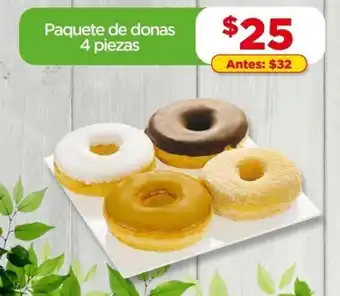 Bodega Aurrerá Paquete de donas 4 piezas oferta