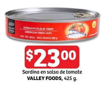 Soriana Mercado Sardina en salsa de tomate VALLEY FOODS, 425 g. oferta