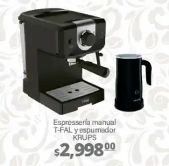 Espressería manual T-FAL y espumador KRUPS