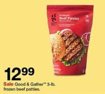 Target Sale Good & Gather™ 3-lb. frozen beef patties. oferta