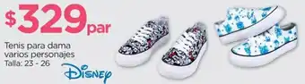 Chedraui Tenis para dama varios personajes Talla: 23 - 26 Disney oferta