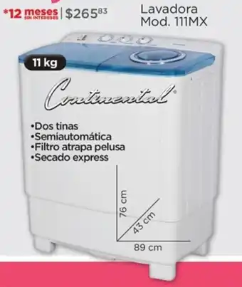 Chedraui Lavadora Mod. 111MX 11 kg Continental oferta
