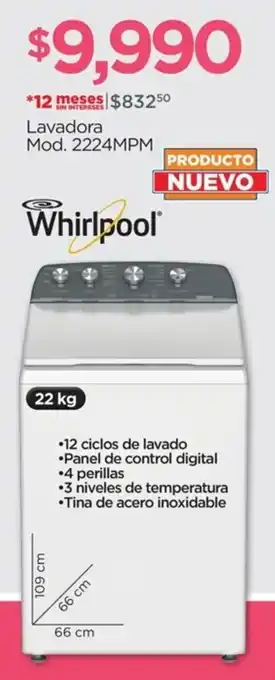 Chedraui Lavadora Mod. 2224MPM Whirlpool oferta